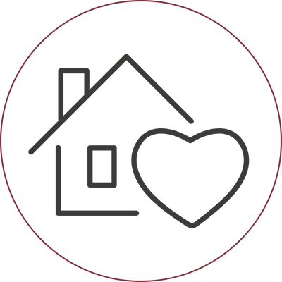 Icon Haus mit Herz. Abholung der verstorbenen Haustiere.