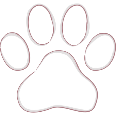 Icon einer Pfote in hellem Rot und Grau