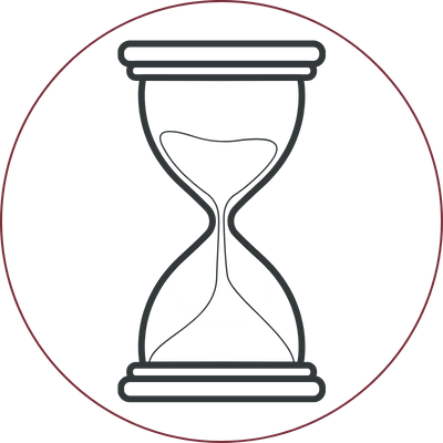 Icon Sanduhr. Organisation aller Abläufe im Sterbefall.