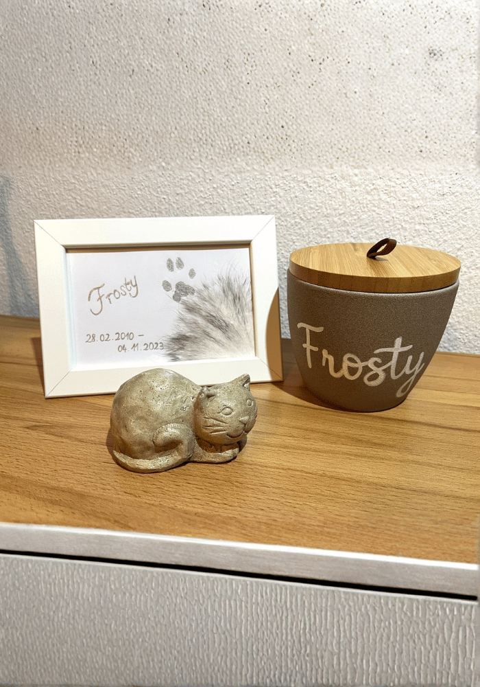 Beispielandenken der Tierbestattung Fell und Flügel.